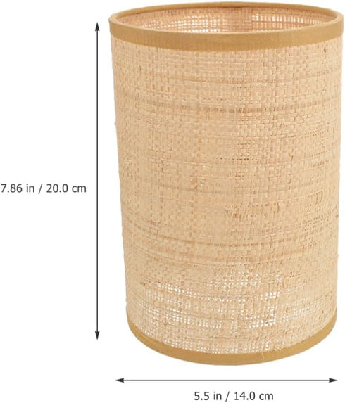 2pcs Veemoon Rattan Drum Lamp Shade Replacement Chandelier Lampshade Woven Cylinder Light Covers Table Lamp Covers