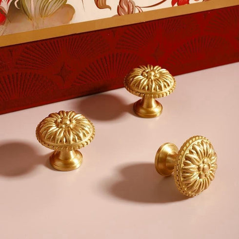 SANCHAKOU 4 Pack Cupboard Drawer Pull Handles Bedside Table Shoe Cabinet Drawer Door Handle Brass Wardrobe Door Handle
