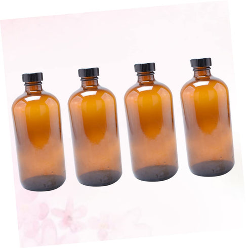 4pcs Zerodeko Mouthwash Dispenser Candy Jar Refillable Brown Glass Bottles Round Lid