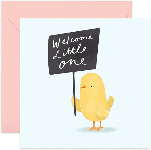 Old English Co. Welcome Little One Chick Card - Fun Cute New