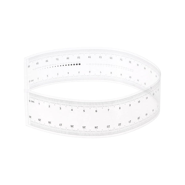 Film Flexible Ruler 30cm, Transparent PET Plastic Covered Folding Straight Ruler with 0.5mm Scale