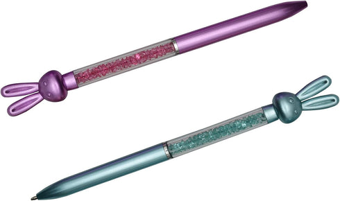 Maydahui 24PCS Retractable Rabbit Ballpoint Pen - Colorful Crystal Quicksand Pen, Cute Animal Gem Pen