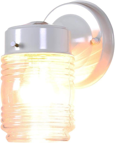 1-Light 500181 Design House Jelly Jar Outdoor Wall Light with Clear Ribbed Glass, Wet Rated for Porch, Patio