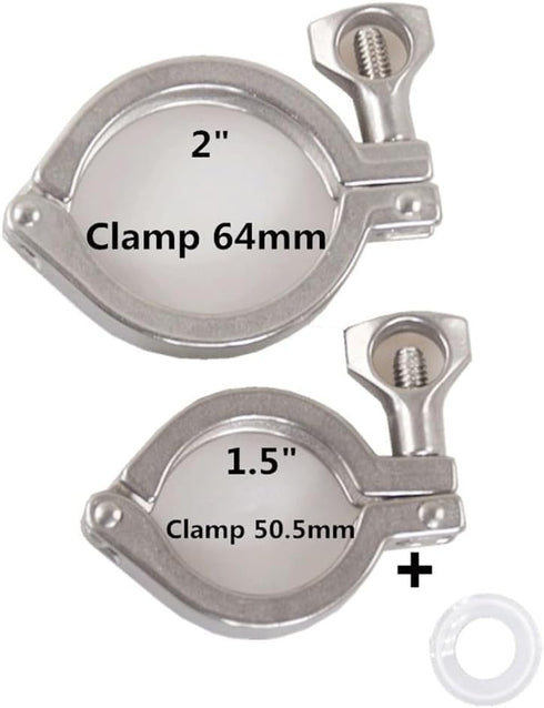 ZGHQHCDRH 5pcs Set 64/50.5mm Applications(50.5mm) Sanitary SS Tri Clamp Heavy Duty Clover Clamps for Ferrules