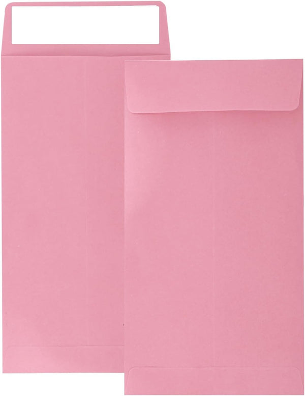 Pink 100 Pack Cash Envelopes - 3.5 x 6.5 inch Self Seal Envelopes for Savings, Money, Coin, Check, Small Items