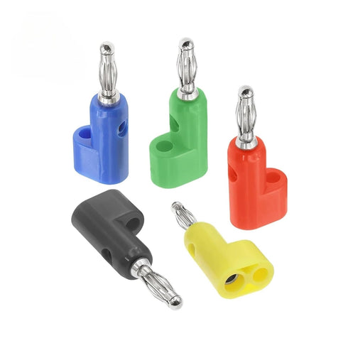 Qingdinu 40PCS 4mm Banana Plug Pin Copper Electrical Connector Adaptor Connecting Bending L Shape Jack Socket(Red)