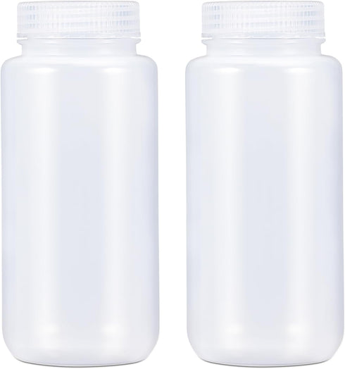 16.9 oz Wide Mouth Lab Reagent Bottle, Sealed Leak-proof Clear PP Container, Pill Bottle, Water Sample Bottle (2 Pcs)