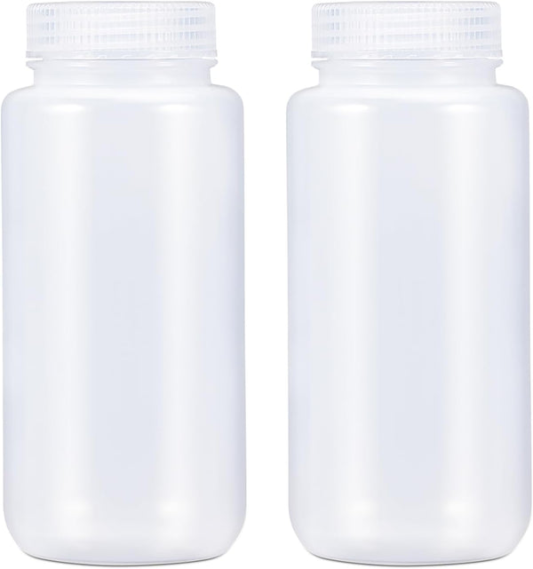 16.9 oz Wide Mouth Lab Reagent Bottle, Sealed Leak-proof Clear PP Container, Pill Bottle, Water Sample Bottle (2 Pcs)