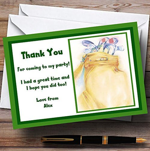 The Card Zoo Green Golfing Golf Personalized Party Thank You Cards