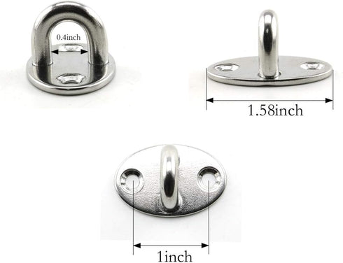 2-Pack M6 Ceiling & Wall Mount Hanging Hardware Fitting Set, 304 Stainless Steel Heavy Duty Pad Eye Hook