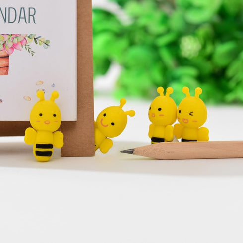 NUOBESTY 20pcs Cartoon Bee Shape Erasers for Students School Stationery