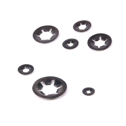 260pcs 7 Size Internal Tooth Starlock Washers Locking Washer Assortment Kit, Black Oxide Finish