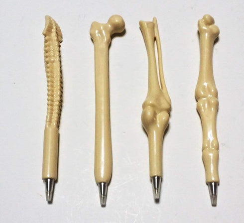 EOM 4pcs White Bone Ball Pen Gift for Nurse Radiographer, Femur Finger Spine Tibia Fibula Crazy Stationery Student Kid