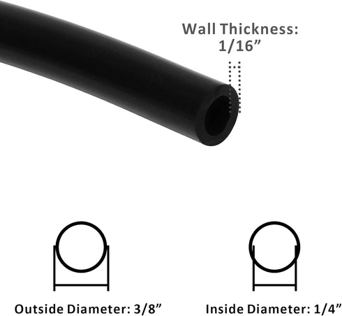 DERPIPR Food Grade Silicone Tubing - 1/4" ID x 3/8" OD High Temp Flexible Black Hose for Homebrewing, 8 Meters