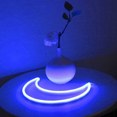 YAOZHOU LED Blue Moon Neon Light, Cute Battery or USB Powered Decorative Night Light