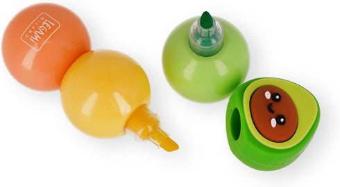 Legami 3 in 1 Highlighter, Pastel Colours - Green, Yellow, Orange, Quick Dry, Avocado Theme