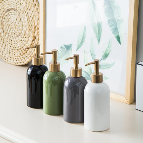 Whltzf Ceramic Hand Sanitizers Bottle Hotel Home Kitchen Soap Dispenser Toilet Lotion Bottle Press Easy to Soap
