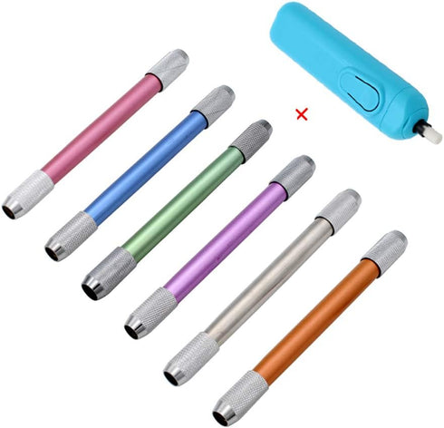 Pencil Extenders, Adjustable Dual Head Pencil Lengthener with Electric Eraser, 6 Pcs for Colored Pencils