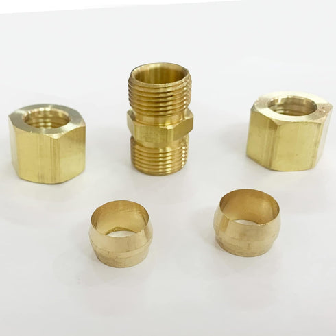 Legines Brass Compression Tube Fitting, 22 Pcs Assortment Kit of 1/8", 3/16", 1/4", 5/16", 3/8", 1/2"