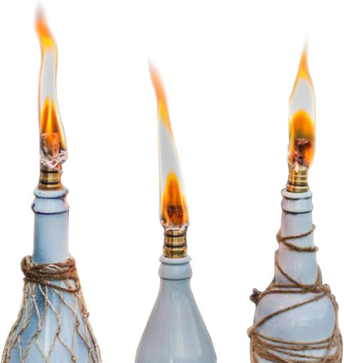 EricX Light 4 Pack, 4 Wine Bottle Torch Kit Includes Long Life Torch Wicks ,Brass Torch Wick Holders And Brass Caps