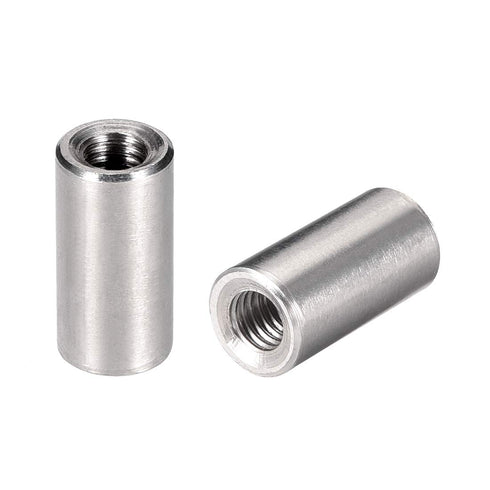 uxcell M6 Round Connector Nuts - 304 Stainless Steel Coupling Nut, 20mm Length, Pack of 5