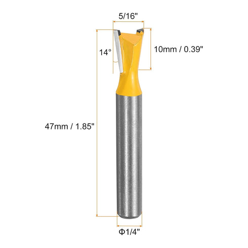 2pcs 5/16" 1/4" 14 HARFINGTON Dovetail Router Bit Diameter Shank Tungsten Carbide Degree Dovetail Joint Drill Bit