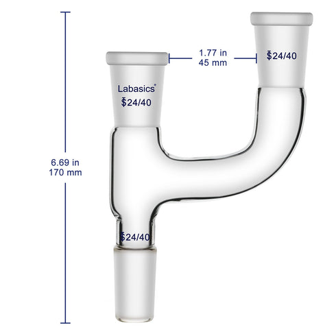 Borosilicate Glass Distillation Adapter, 3 Way Claisen Distilling Adapter with 24/40 Joints Chemistry Apparatus Lab Glassware