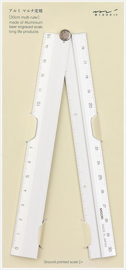Midori 30cm Silver Multi Aluminium Ruler (42253006)