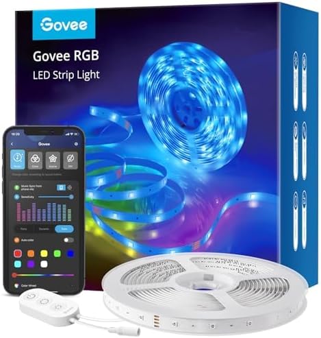 16.4ft 16 Govee Smart RGB LED Strip Lights, WiFi LED Strip Lighting Work with Alexa and Google Assistant, Million