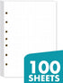 Dotted Filler Paper Pack of 100 Sheets, 7 Hole Punched Planner Refills, 5 1/2 x 8 1/2 Inches, Fit 3 or 7 Ring Mini