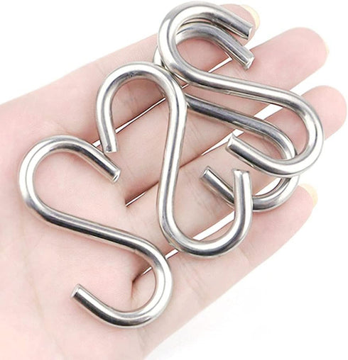 15 Pack Heavy Duty Stainless Steel S Shaped Hooks, 2.2 Inch Long, 1/5 Inch Thickness Metal Hooks