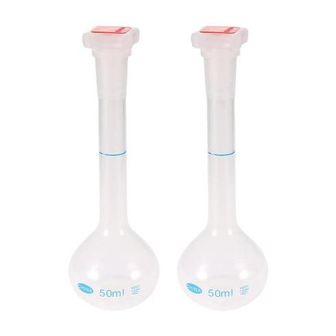 uxcell 2PCS 50ml Long Neck Clear Plastic Volumetric Measuring Flask, Heatproof for Laboratory
