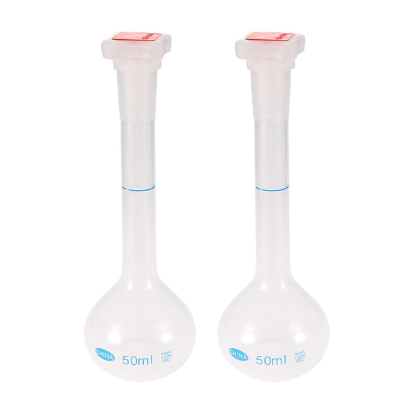 uxcell 2PCS 50ml Long Neck Clear Plastic Volumetric Measuring Flask, Heatproof for Laboratory