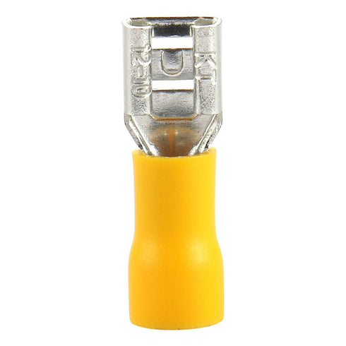 Baomain 1/4" Female Quick Disconnects, Vinyl Insulated Spade Wire Connector, Electrical Crimp Terminal 12-10 AWG