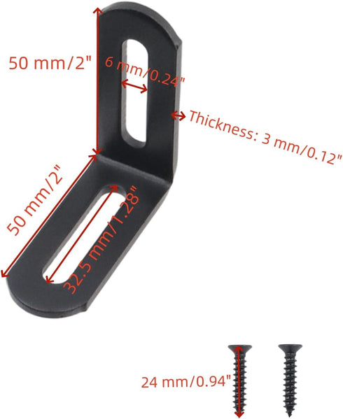 10Pcs 90 Bracket,50x50x19mm 2Holes Adjustable Degree L Shape Bracket Corner Connector Right Angle Brackets L Slotted