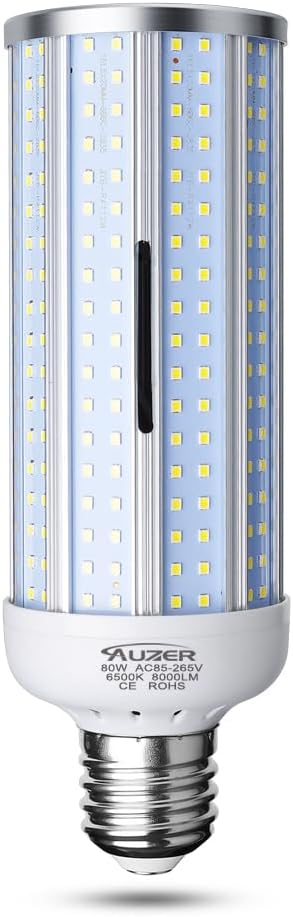 80W LED Corn Light Bulb, Large Mogul E39 Base, 8000-Lumen, 6500K Daylight Cool White, LED Corn Bulb for Large Area