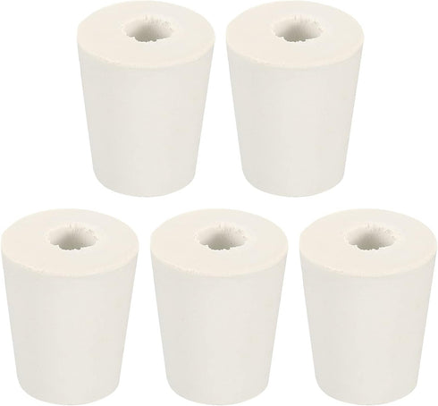 MECCANIXITY Rubber Tapered Plug, 17mm to 23mm with Hole, Test Tubes Bungs Stopper, White, 5 Pieces