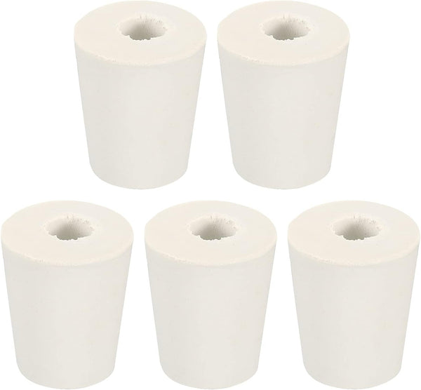 MECCANIXITY Rubber Tapered Plug, 17mm to 23mm with Hole, Test Tubes Bungs Stopper, White, 5 Pieces
