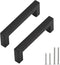 Matte Black Cabinet Pulls, Square Drawer Handles, 5 Pack 3-3/4 Inch Stainless Steel Kitchen Hardware, 96mm Hole Centers