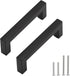 Matte Black Cabinet Pulls, Square Drawer Handles, 5 Pack 3-3/4 Inch Stainless Steel Kitchen Hardware, 96mm Hole Centers