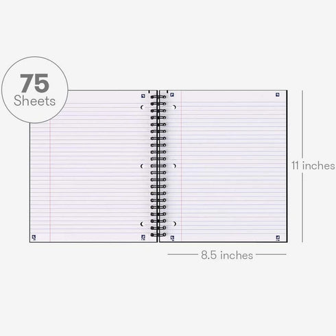 Hamelin College Ruled Notebook, 8.5inx11in, Spiral Bound, Hardcover, 1 Subject, 75 Sheets/150 Pages, MIDNIGHT Black
