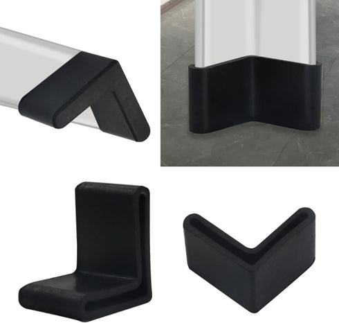 4 1.57" 1.57" Pcs L Shaped Black PVC Angle Iron Caps Furniture Angle Bed Pads Steel Frame Racks Shelves Feet Covers