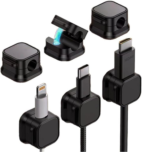 ORIJOYNA 6 Pack Magnetic Cable Clips, Under Desk Cable Management Cord Holder, Adhesive
