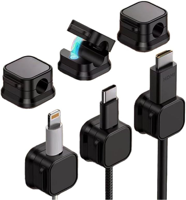 ORIJOYNA 6 Pack Magnetic Cable Clips, Under Desk Cable Management Cord Holder, Adhesive