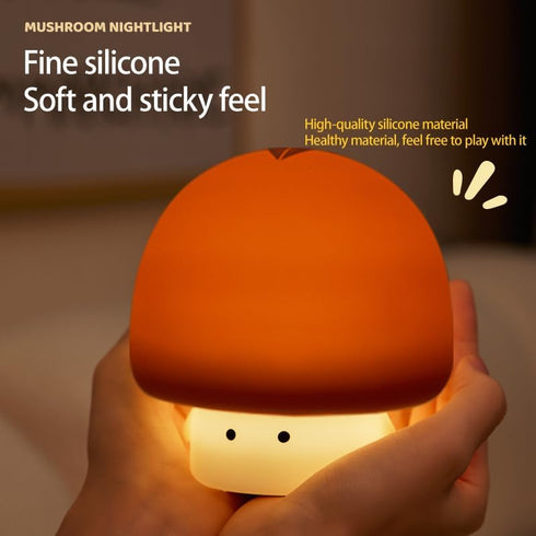 Dimmable YEEFIGRO Cute Baby Night Light for Kids,Rechargeable Silicone Nursery Toddler Mushroom Nightlight,Squishy