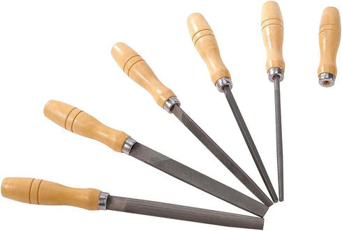High Carbon Steel File Set with Wooden Handles, 5 Pieces Rasp File for Metal, Wood, Plastic