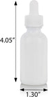 JUVITUS 1 oz Opal White Glass Boston Round Bottle with White Dropper, 24 Pack + Funnel