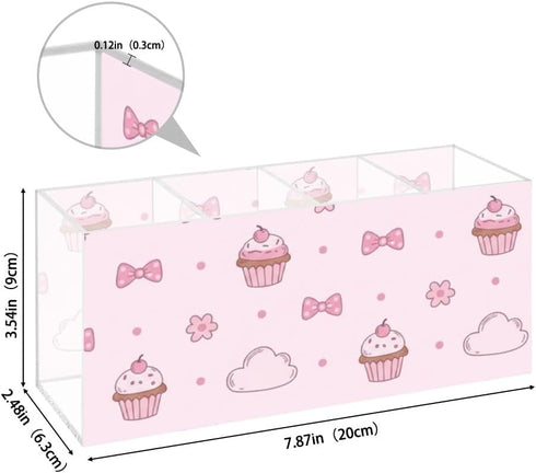 Generic Packet Coquette Bows Sweet Cupcakes Pastel Pencil Box Acrylic Shower Caddy Drink Organizer Pen Holders