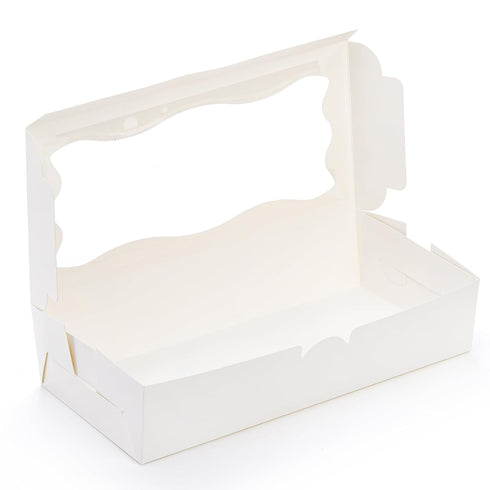 ZEAYEA 50 Pcs Chocolate Strawberry Boxes, 12.5" x 5.5" x 2.5" White Bakery Boxes with Window