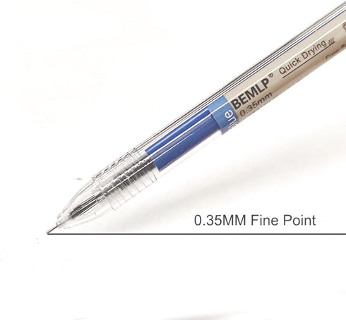 Gel Ink Pen Set, Extra Fine Point 0.35mm Blue Liquid Rollerball Pens, 12 Pcs/Set, Quick Drying